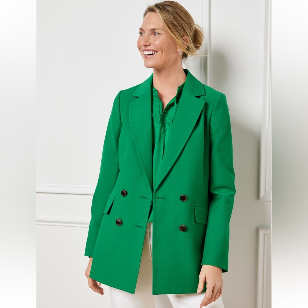 Talbots Kelly Green Lined Bella Blazer Size 14 NWT